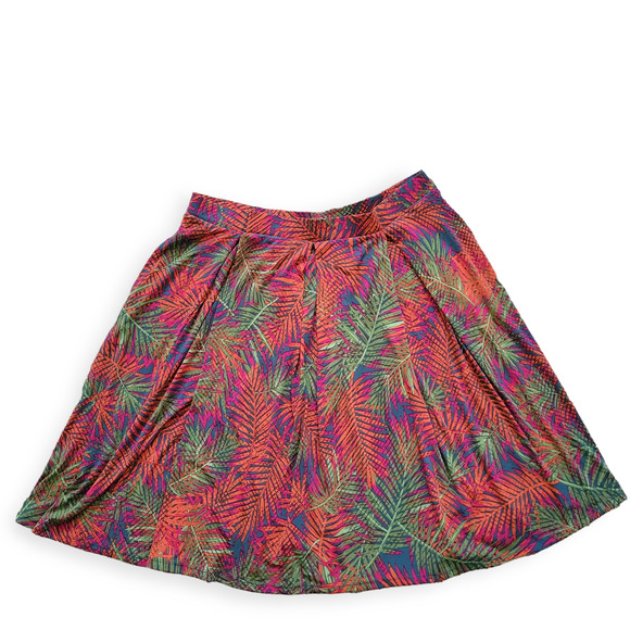 Lularoe Madison Box Pleats w/ Pockets Tropical Pink/Green Skirt Women Sz 3XL - Picture 1 of 6